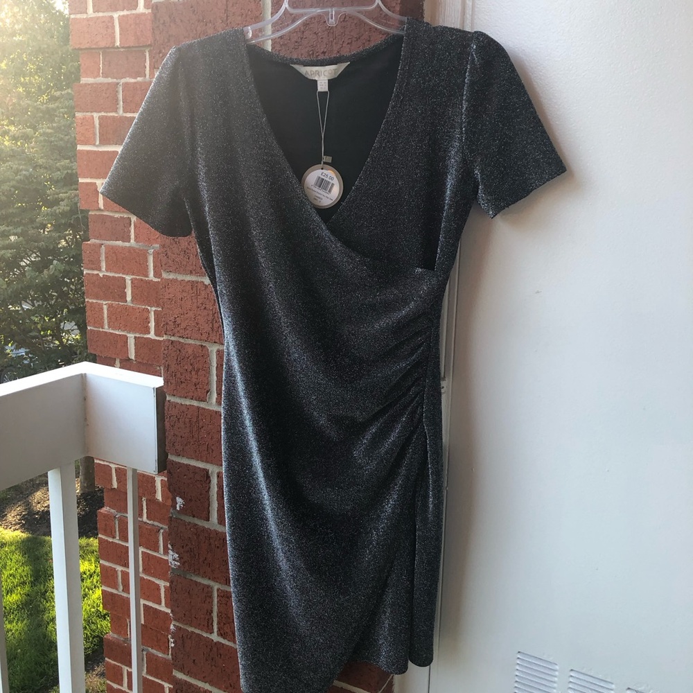 APRICOT Black Shimmer Mini Dress —#063 - Picture 3 of 15